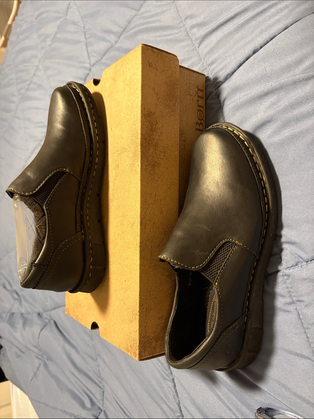 Born Black Leather Slip-On Comfort Loafers